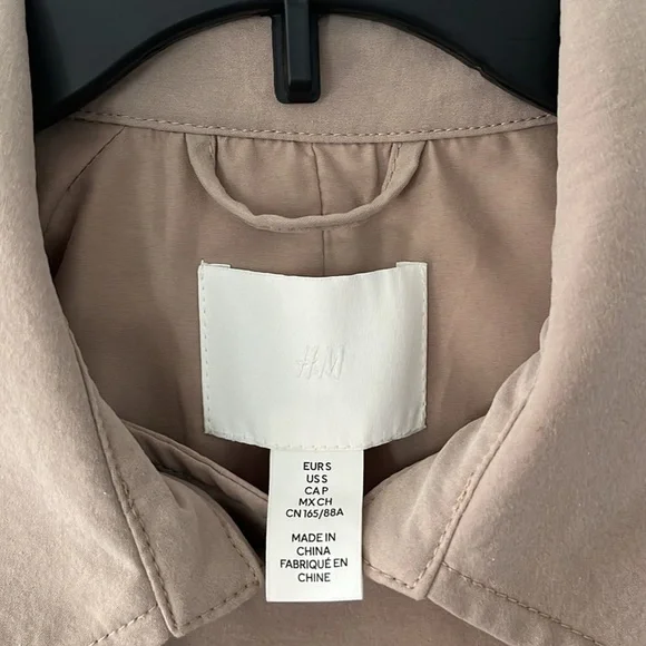 H&M Double Breasted Trench Coat Oversized Sz Small Beige Color - Picture 10 of 16